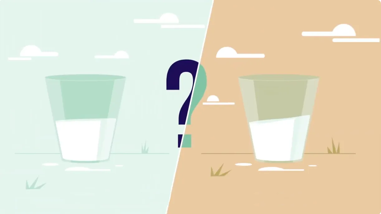 Illustration de deux verres de lait avec un point d'interrogation, lait en poudre en Afrique de l'Ouest